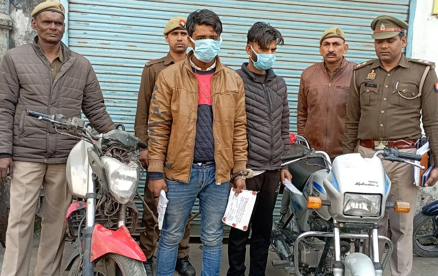 सहारनपुर में अन्तर्राज्जीय वाहन गैंग का खुलासा, दो गिरफ्तार, चोरी की बाइक बरामद
