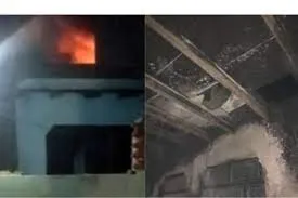 सिलेंडर की पाइप लाइन से हुए रिसाव से घर में लगी आग, चार लोग झुलसे