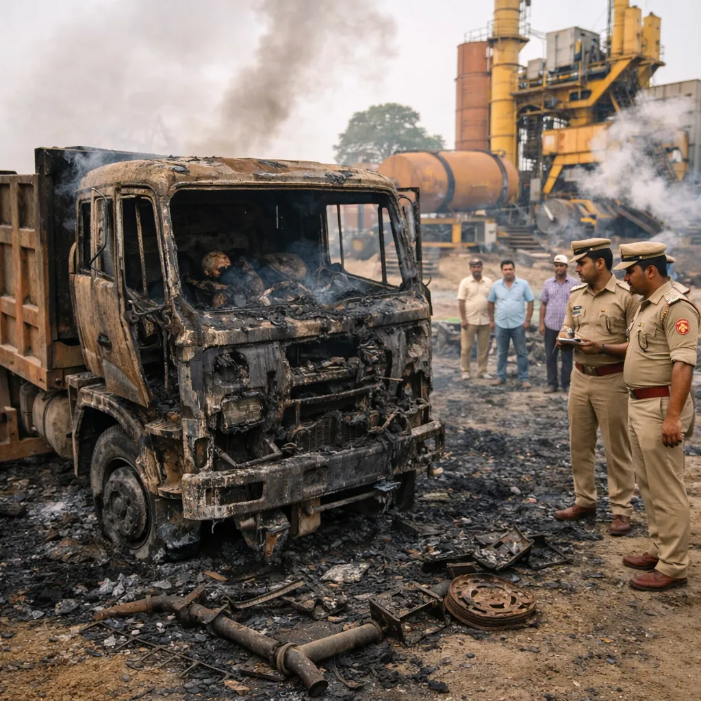 मुज़फ्फरनगर के हॉट मिक्सिंग प्लांट में संदिग्ध परिस्थितियों में जलकर ट्रक चालक की मौत