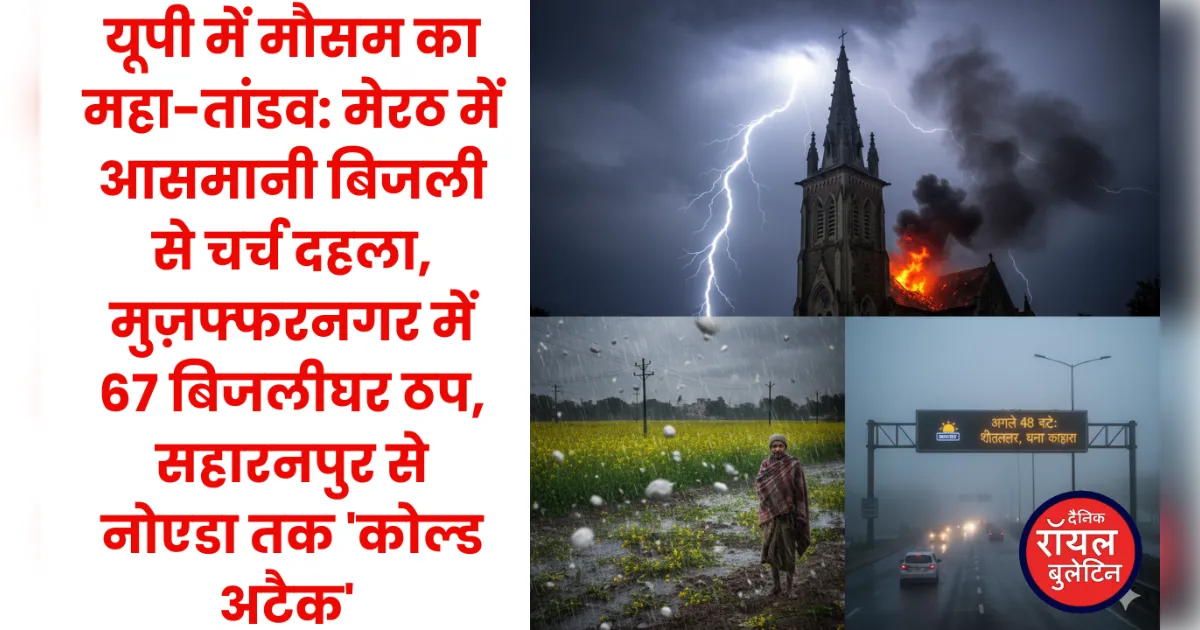 यूपी में मौसम का महा-तांडव: मेरठ में आसमानी बिजली से चर्च दहला, मुज़फ्फरनगर में 67 बिजलीघर ठप, सहारनपुर से नोएडा तक 'कोल्ड अटैक' 