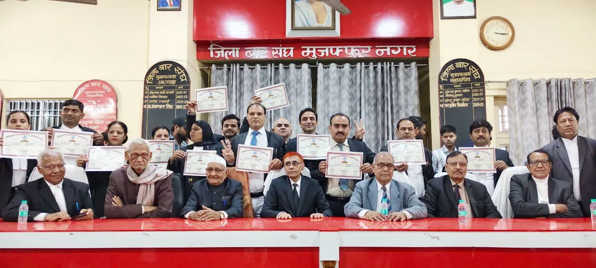 मुजफ्फरनगर: जिला बार संघ का भव्य शपथ ग्रहण; अध्यक्ष ने अधिवक्ताओं के लिए की डिजिटल और आर्थिक सुधारों की घोषणा