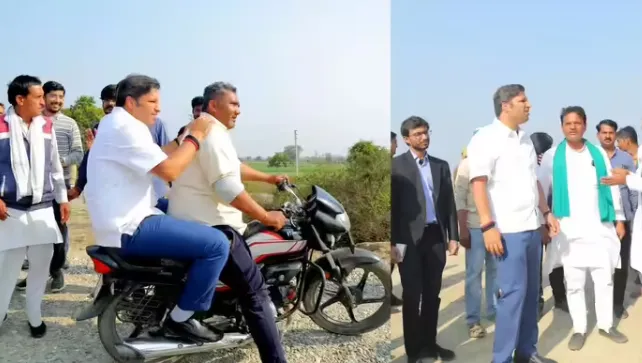 गाजियाबाद के जिलाधिकारी का अनोखा अंदाज, बाइक पर सवार होकर किसानों के बीच पहुंचे और खत्म कराया धरना
