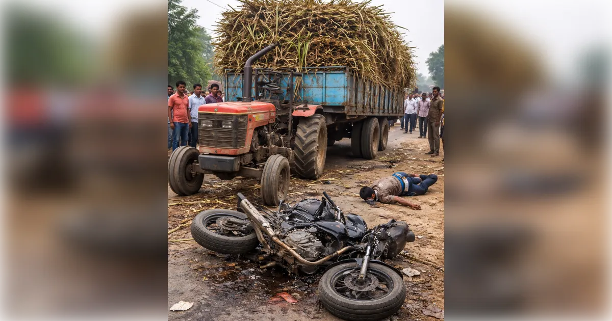 मोरना: गन्ने से भरी ट्रैक्टर-ट्रॉली और बाइक में जोरदार भिड़ंत, हादसे में एक की मौत, दूसरा गंभीर रूप से घायल