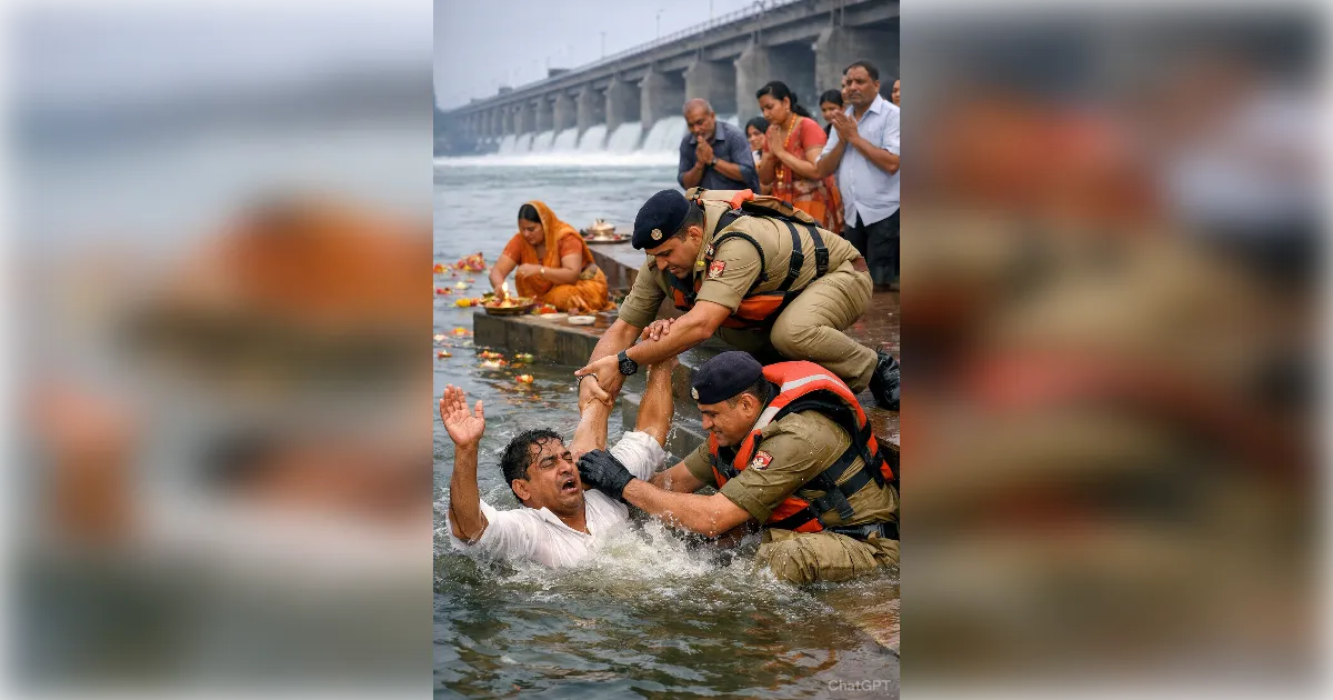 रामराज: गंगा बैराज में पूजा के दौरान पैर फिसलने से डूबा श्रद्धालु, पुलिस की तत्परता ने बचाई अनमोल जान