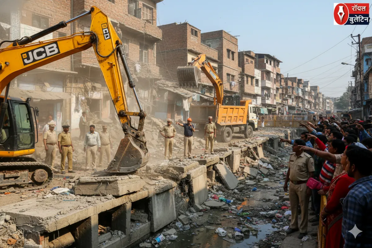 सहारनपुर में चला 'जेसीबी' का पंजा: नाला सफाई अभियान में बाधक बने दो दर्जन पक्के थले ध्वस्त, अतिक्रमण पर निगम की बड़ी कार्रवाई