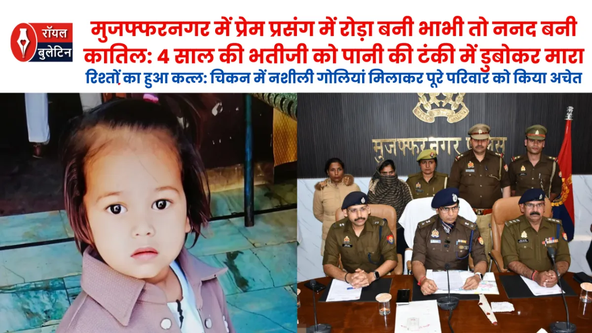 मुजफ्फरनगर में प्रेम प्रसंग में रोड़ा बनी भाभी तो ननद बनी कातिल: 4 साल की भतीजी को पानी की टंकी में डुबोकर मारा