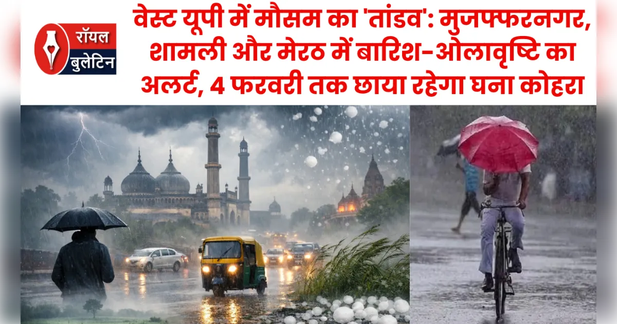वेस्ट यूपी में मौसम का 'तांडव': मुजफ्फरनगर, शामली और मेरठ में बारिश-ओलावृष्टि का अलर्ट, 4 फरवरी तक छाया रहेगा घना कोहरा