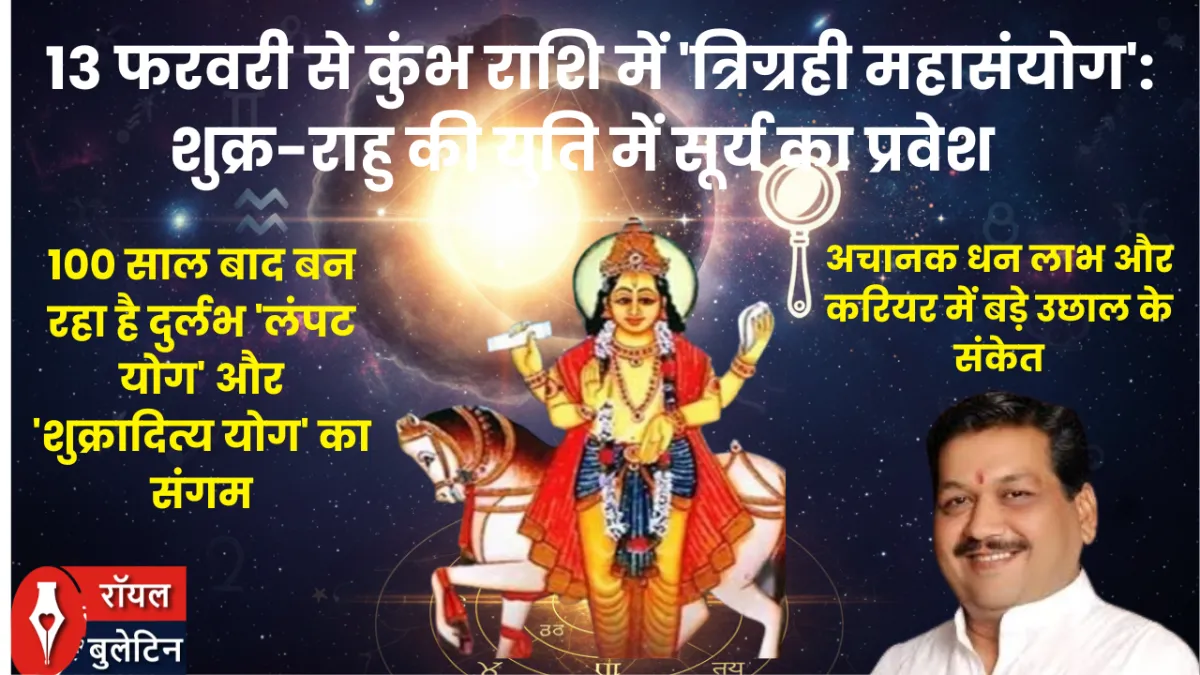 13 फरवरी से कुंभ राशि में 'त्रिग्रही महासंयोग': शुक्र-राहु की युति में सूर्य का प्रवेश, बदलेगा इन राशियों का भाग्य