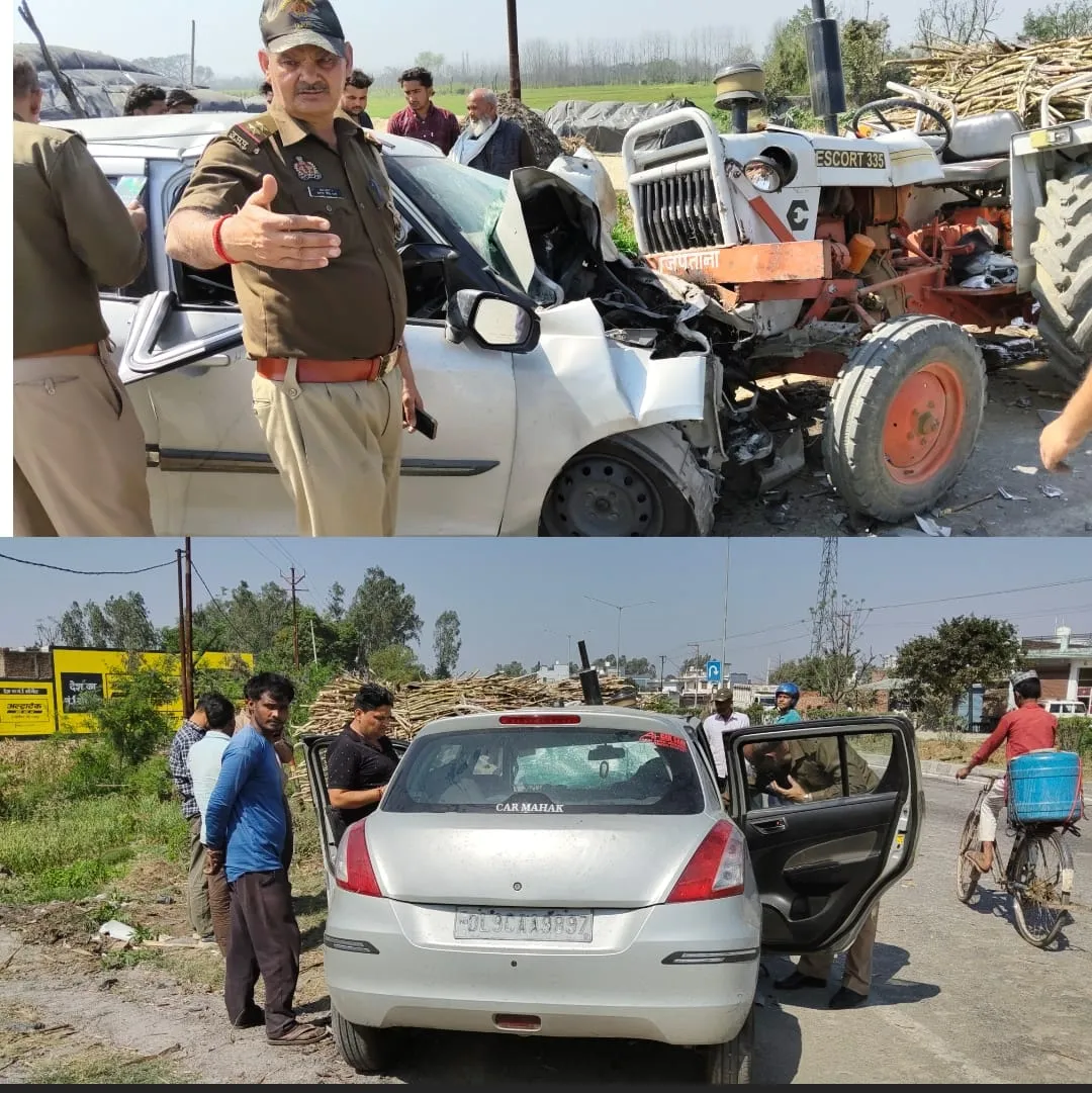 सहारनपुर में तेज रफ्तार कार और ट्रैक्टर ट्रॉली की भिड़ंत, देहरादून निवासी चालक गंभीर