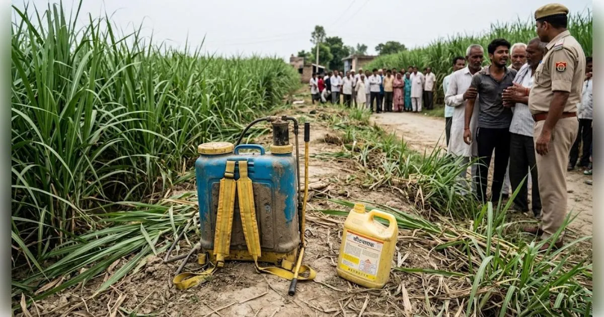 मुजफ्फरनगर:युसुफपुर गांव के खेत में गन्ने पर जहरीली दवा छिड़कते समय किसान की मौत