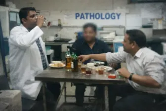 वाराणसी जिला अस्पताल में कर्मचारियों की शर्मनाक हरकत, लैब में शराब पीने का वीडियो वायरल