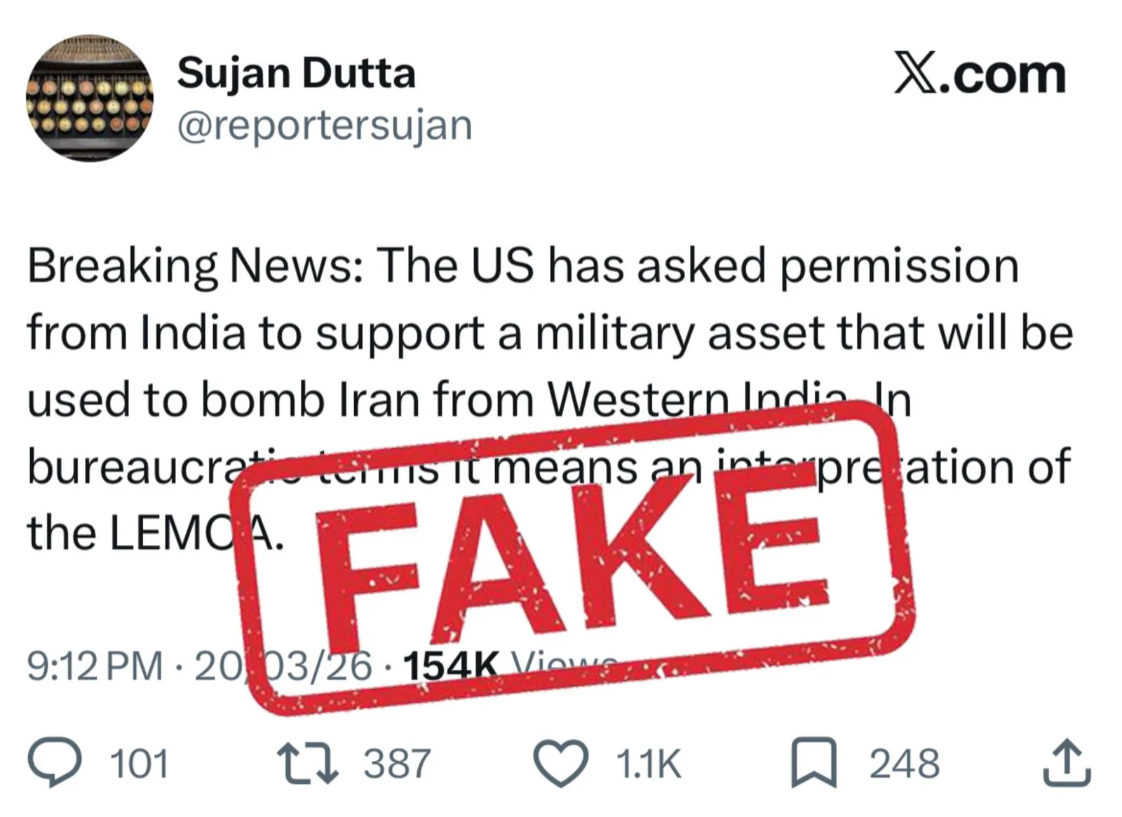 भारत का सख्त रुख: ईरान पर हमले के लिए भारतीय जमीन के इस्तेमाल का दावा फर्जी - विदेश मंत्रालय