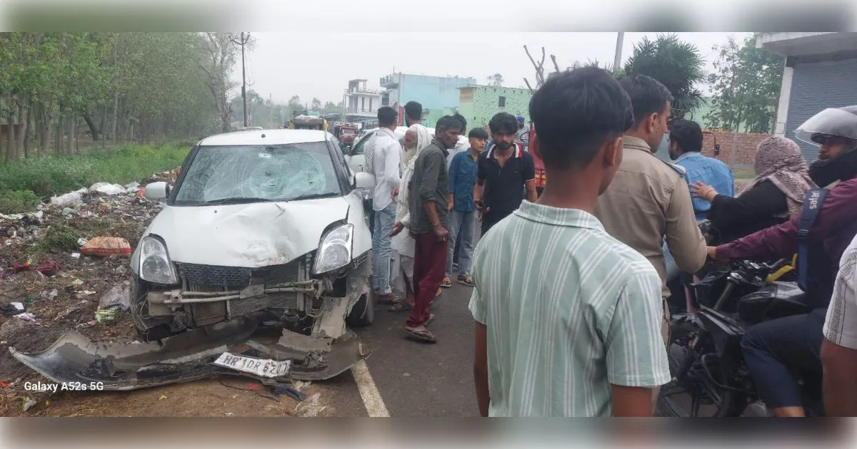 सहारनपुर:चिलकाना में कार और बाइक की भीषण भिड़ंत, दो युवक घायल