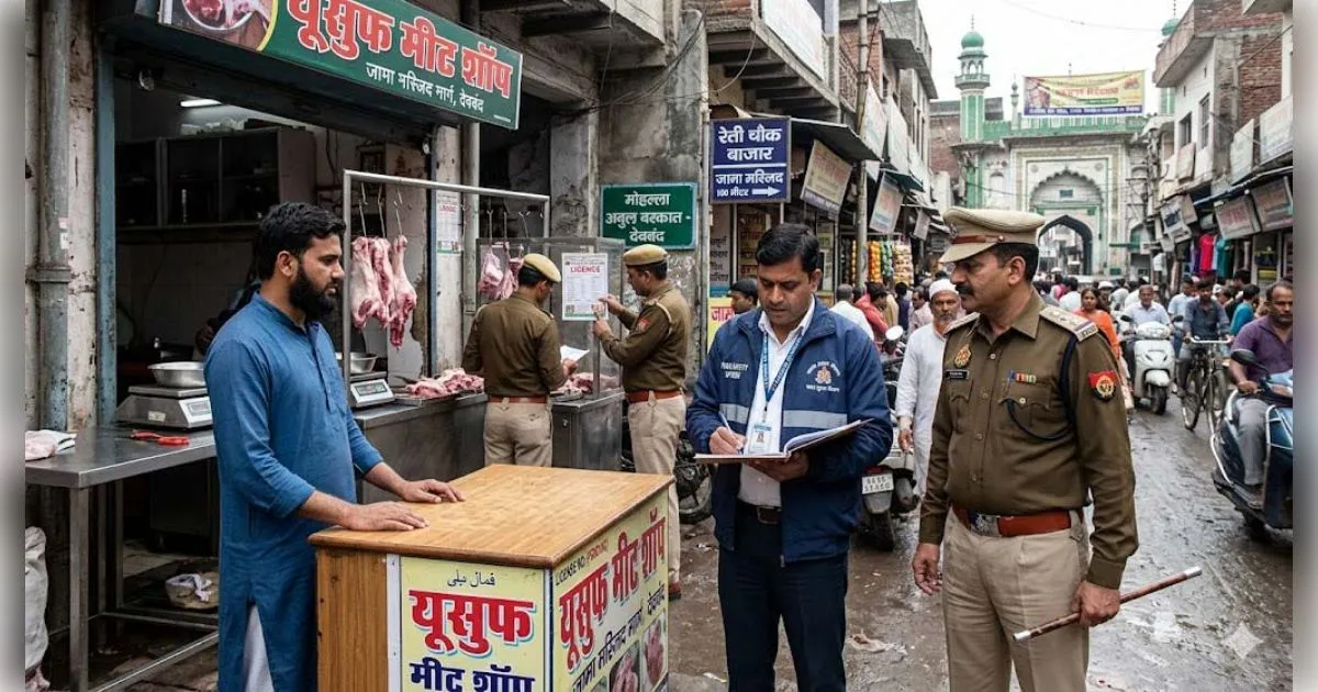 सहारनपुर: देवबंद में मीट की दुकानों पर खाद्य विभाग के छापों से मचा हड़कंप, बिना लाइसेंस चल रही सात दुकानों का चालान