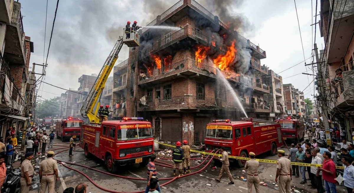 गाजियाबाद के खोड़ा में 5 मंजिला इमारत में भीषण आग, 150 लोगों की जान पर बनी, अवैध निर्माण की खुली पोल