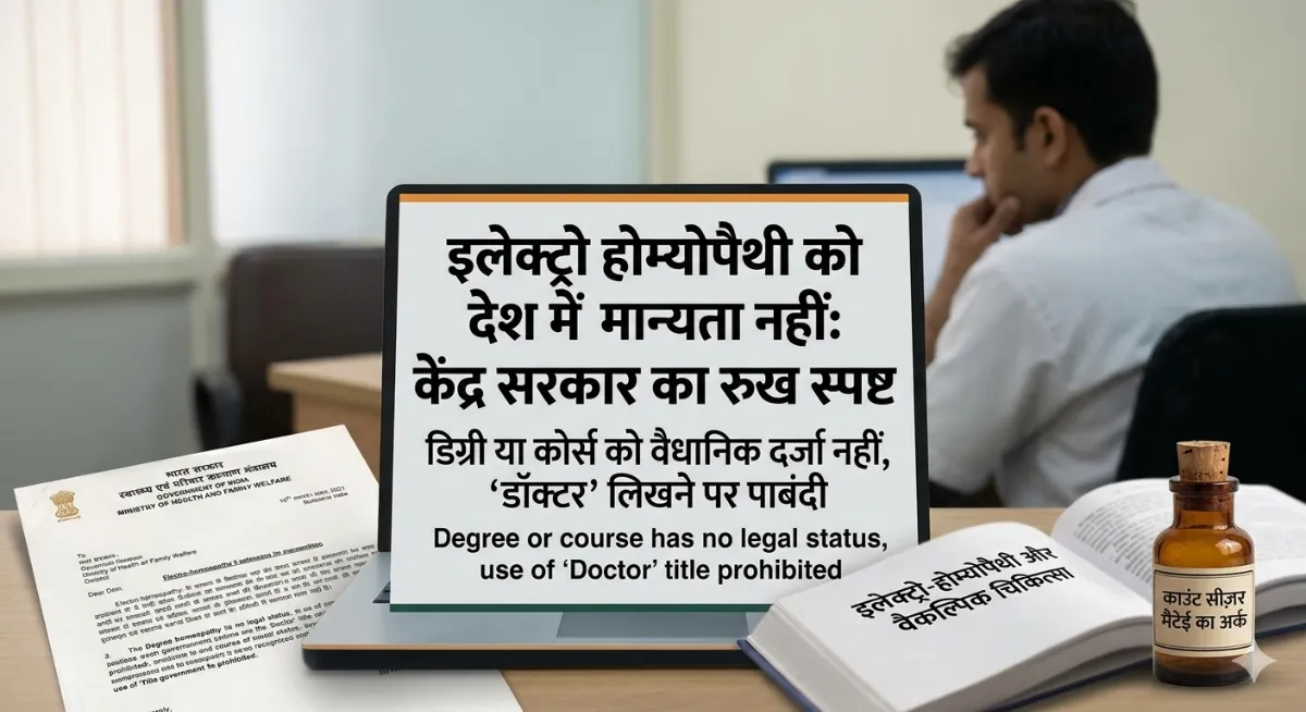 इलेक्ट्रो होम्योपैथी को देश में मान्यता नहीं: केंद्र सरकार ने किया रुख स्पष्ट, 'डॉक्टर' लिखने पर भी पाबंदी