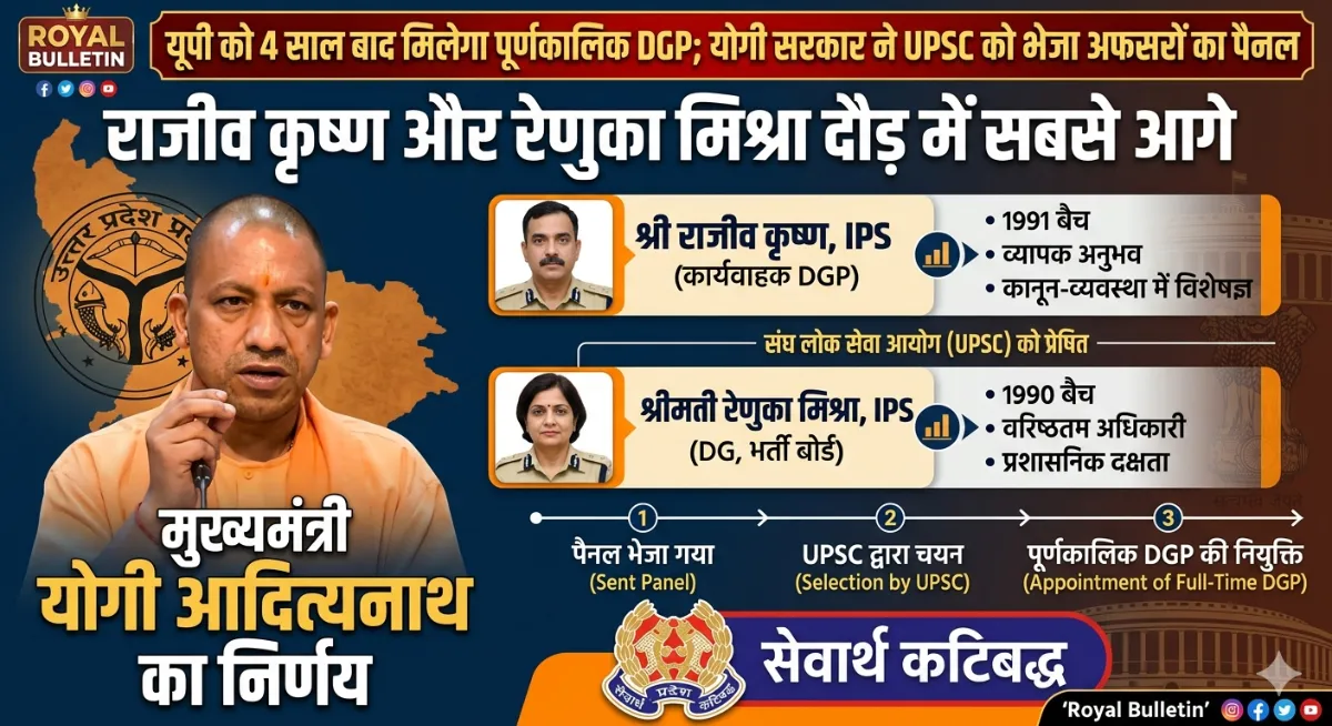 यूपी को 4 साल बाद मिलेगा पूर्णकालिक DGP; योगी सरकार ने UPSC को भेजा अफसरों का पैनल, राजीव कृष्ण और रेणुका मिश्रा दौड़ में सबसे आगे