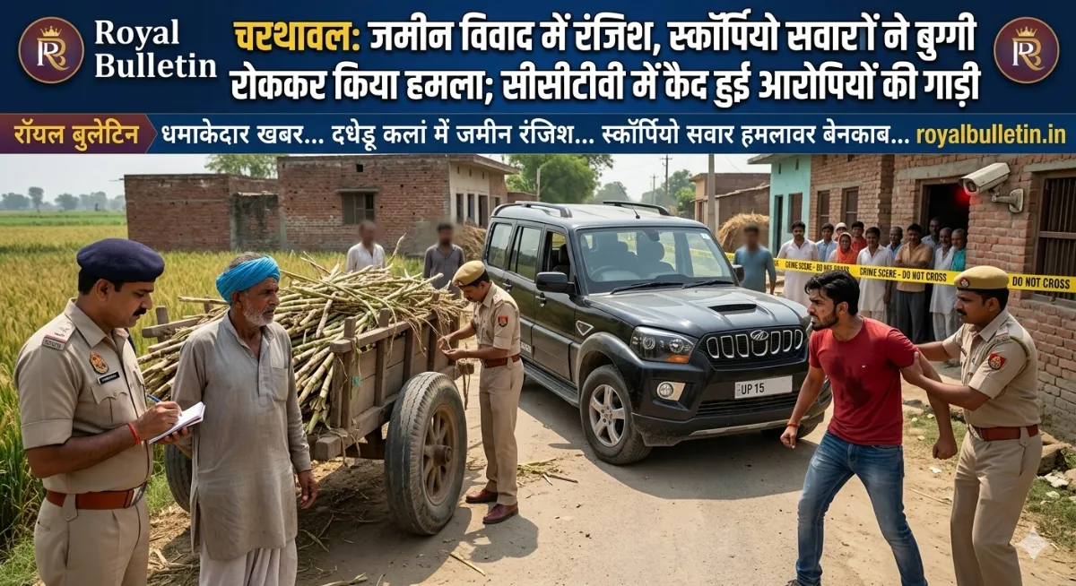 मुज़फ्फरनगर में जमीन विवाद में रंजिश, स्कॉर्पियो सवारों ने बुग्गी रोककर किया हमला; सीसीटीवी में कैद हुई आरोपियों की गाड़ी