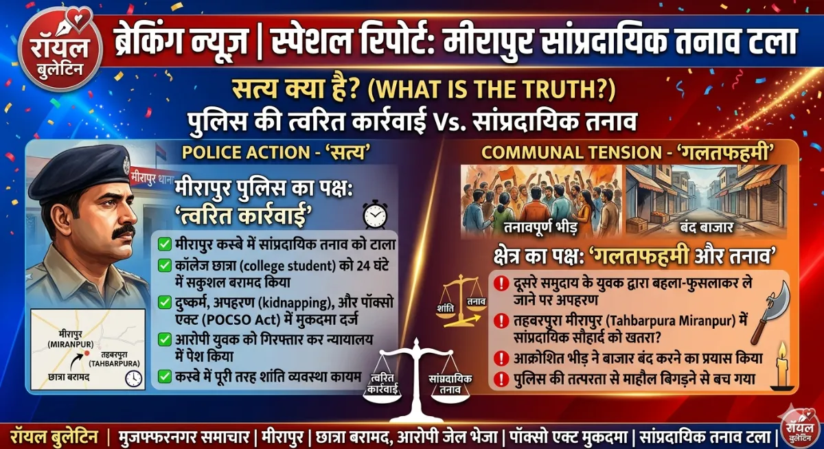 मुजफ्फरनगर में दूसरे समुदाय की छात्रा को प्रेमजाल में फंसाकर किया अगवा; पुलिस की त्वरित कार्रवाई से टला सांप्रदायिक तनाव, आरोपी पर पॉक्सो एक्ट के तहत मुकदमा दर्ज, जेल भेजा