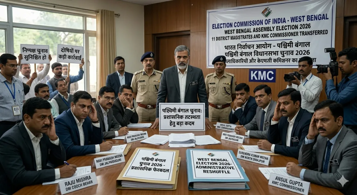पश्चिम बंगाल चुनाव: चुनाव आयोग का बड़ा एक्शन, 11 जिलाधिकारी और केएमसी कमिश्नर हटाए गए