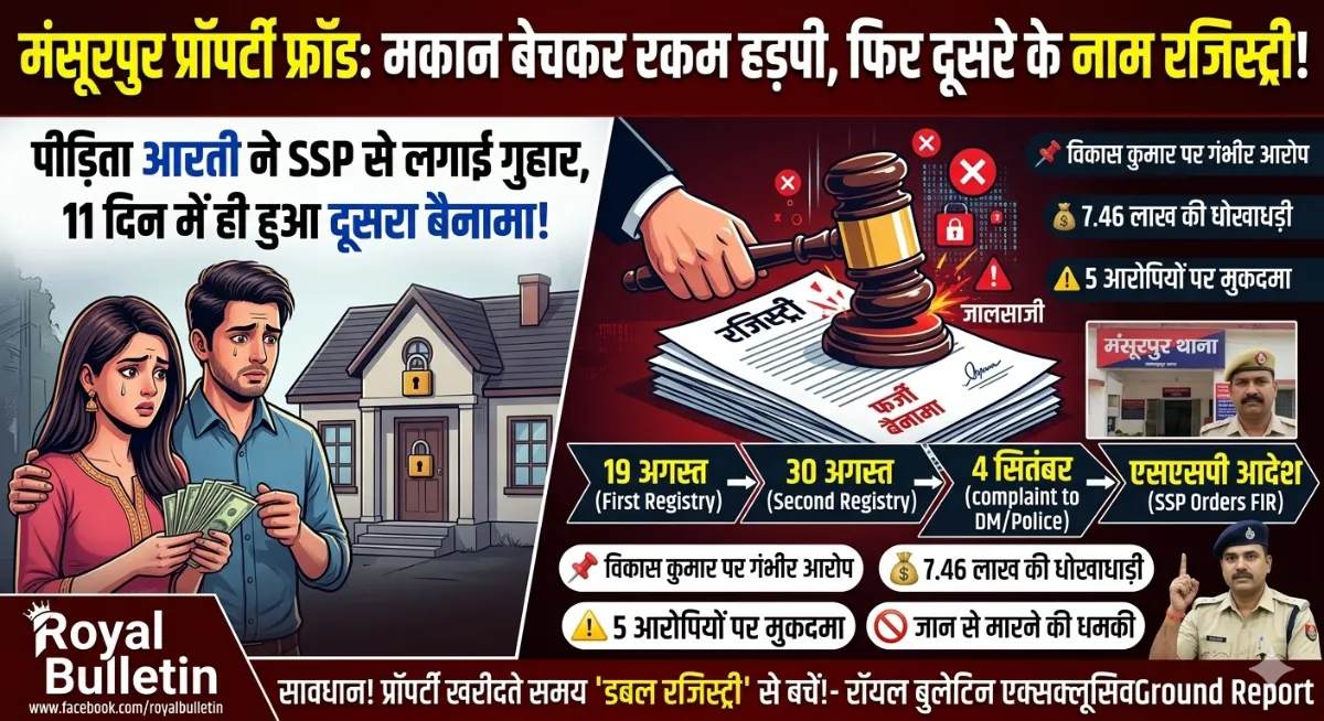 मुजफ्फरनगर में एक मकान के दो बैनामे ! रकम हड़पकर दूसरे के नाम कर दी रजिस्ट्री