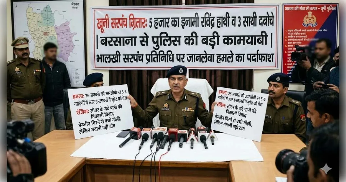 मथुरा: हरियाणा का ईनामी सरपंच 'रविंद्र हाथी' साथियों समेत बरसाना से गिरफ्तार 