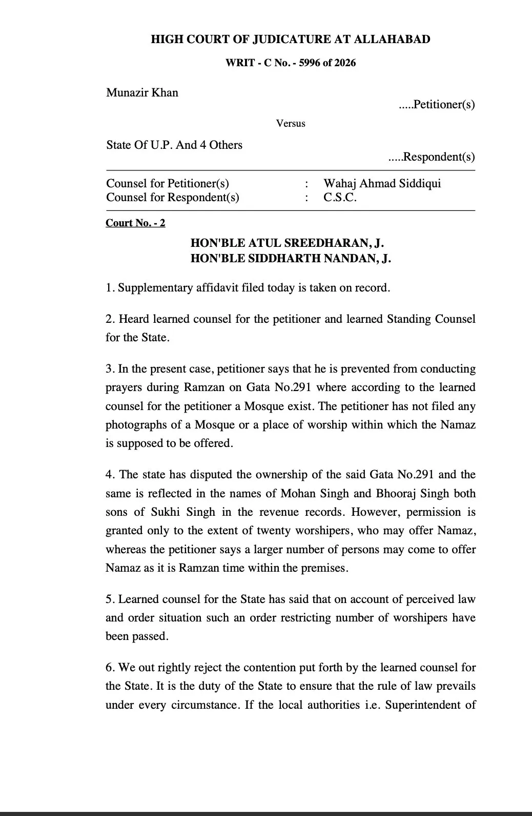 संभल में नमाज़ियों की संख्या सीमित करने का आदेश रद्द, इलाहाबाद हाईकोर्ट की सख्त टिप्पणी