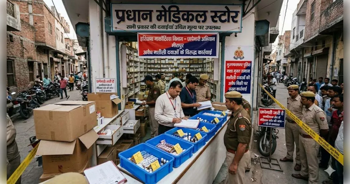 मुजफ्फरनगर: मीरापुर में मेडिकल स्टोर पर नार्कोटिक्स विभाग का छापा, दवा संचालकों में मचा हड़कंप