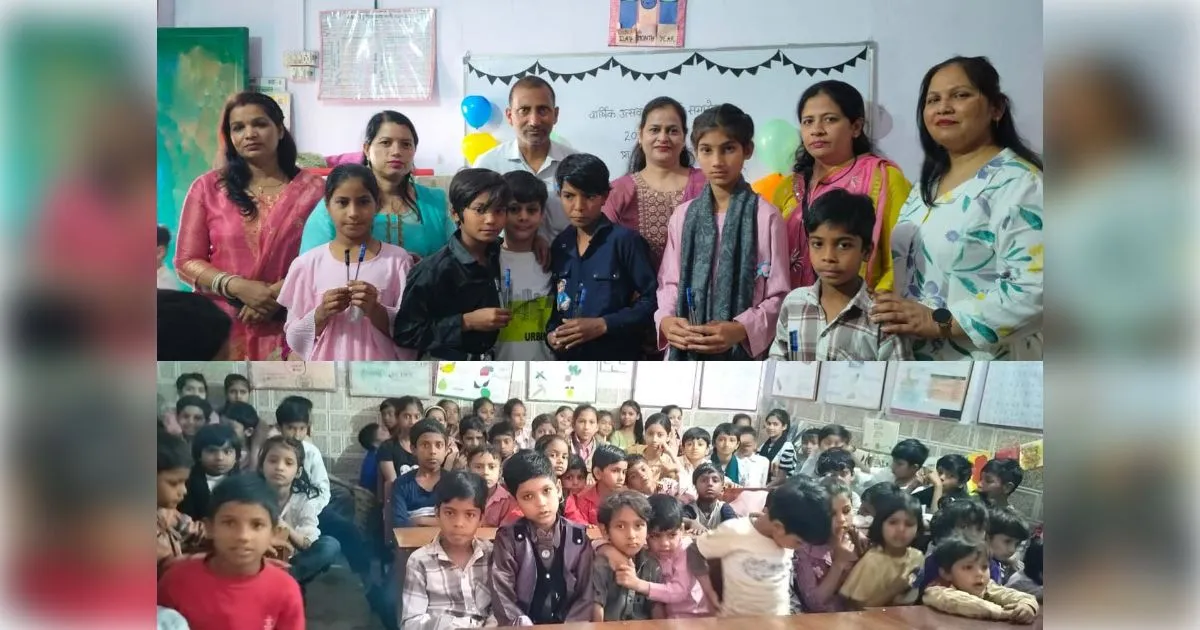 मुजफ्फरनगर के मीरापुर में प्राथमिक विद्यालय विद्यार्थियों की विदाई