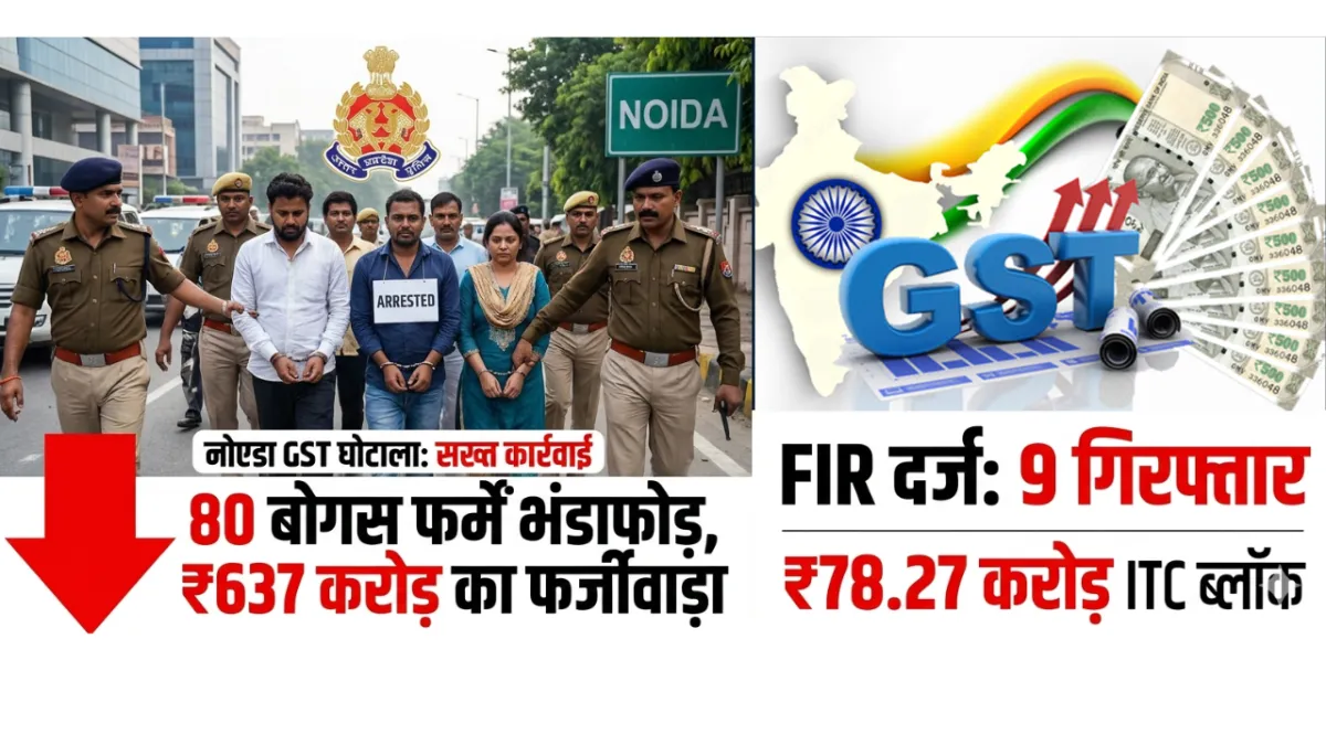 नोएडा में GST घोटाले पर सर्जिकल स्ट्राइक: 80 बोगस फर्मों का भंडाफोड़, ₹637 करोड़ की हेराफेरी में 9 गिरफ्तार