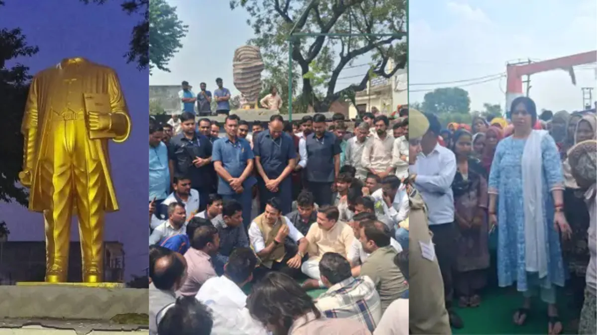 मेरठ में बाबा साहेब की प्रतिमा खंडित: अनावरण से पहले असामाजिक तत्वों ने रची साजिश, सरधना के भगवानपुर में भारी तनाव