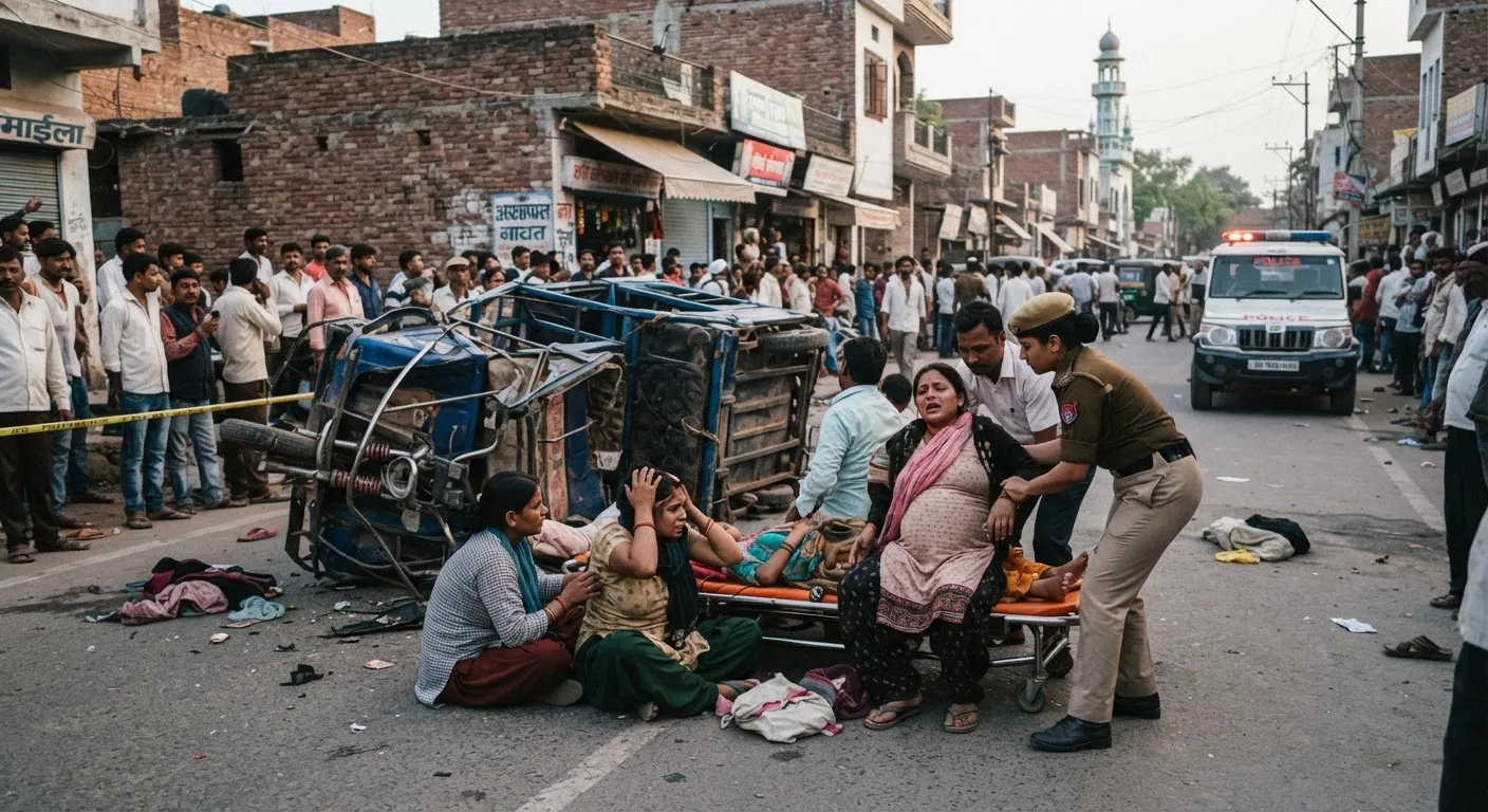 मुजफ्फरनगर में तेज रफ्तार वाहन ने रिक्शे में मारी जोरदार टक्कर, आठ माह की गर्भवती समेत तीन महिलाएं घायल
