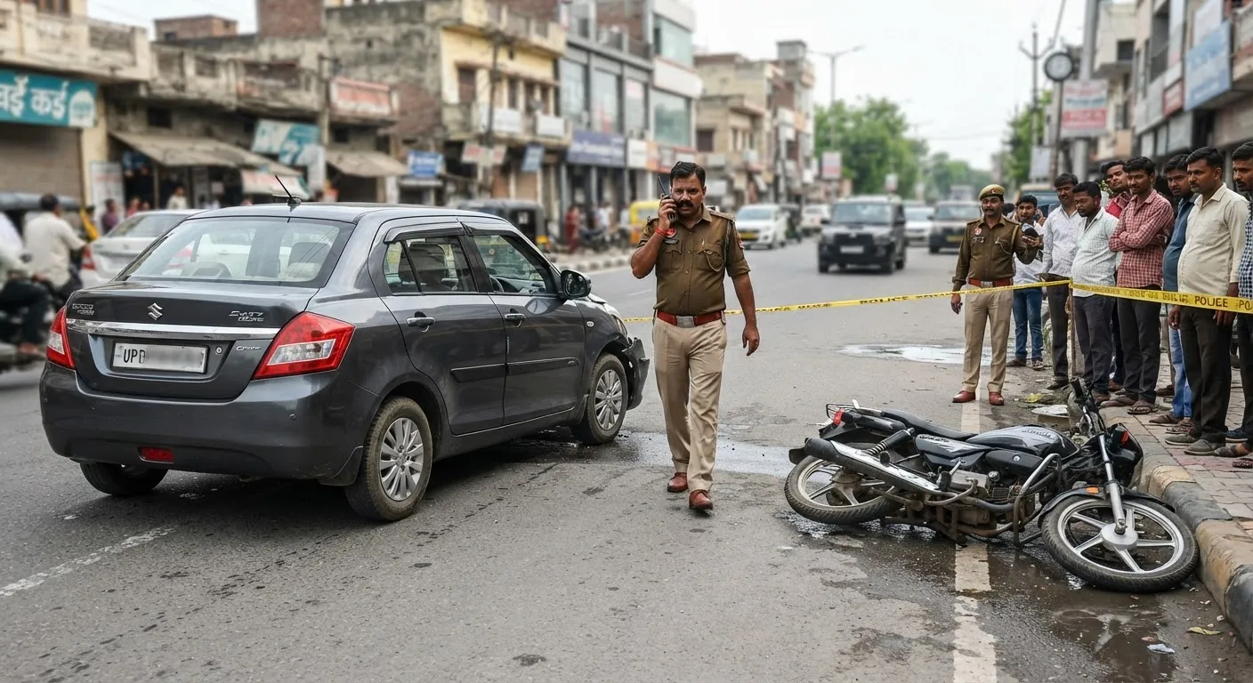 मुजफ्फरनगर में कार सवार ने बाइक का पीछा कर डीएम आवास के पास मारी टक्कर, पीड़ित के सिर में आए 16 टांके
