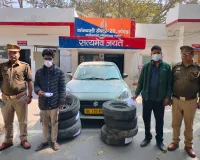नोएडा में लग्ज़री कारों के टायर चोर गैंग के दो बदमाश गिरफ्तार, नशे के लिए करते थे चोरी