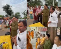 बरसाना में तेज प्रताप यादव ने टेका मत्था, संतों से लिया आशीर्वाद, गौमाता का किया पूजन