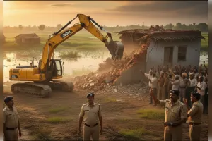 मुज़फ्फरनगर में तालाब पर अवैध कब्जे का प्रयास नाकाम: प्रशासन का  गर्जा बुलडोजर, ढहाया अवैध निर्माण