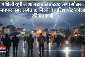 पश्चिमी यूपी में आज रात से करवट लेगा मौसम, मुजफ्फरनगर समेत 10 जिलों में बारिश और 'कोल्ड डे' की चेतावनी