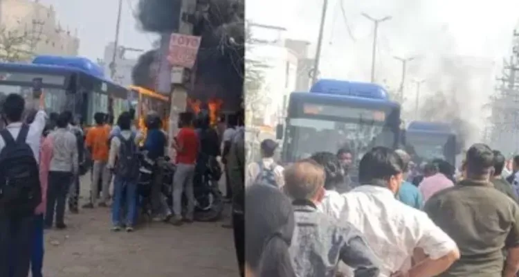 दिल्ली के नांगलोई में सड़क हादसे में एक व्यक्ति की मौत, कई घायल, गुस्साई भीड़ ने लगायी बस में आग