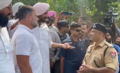 गुरदासपुर में राहुल गांधी का दौरा,बॉर्डर पर पुलिस से हुई तीखी बहस,बाढ़ प्रभावित गांव जाने से रोका