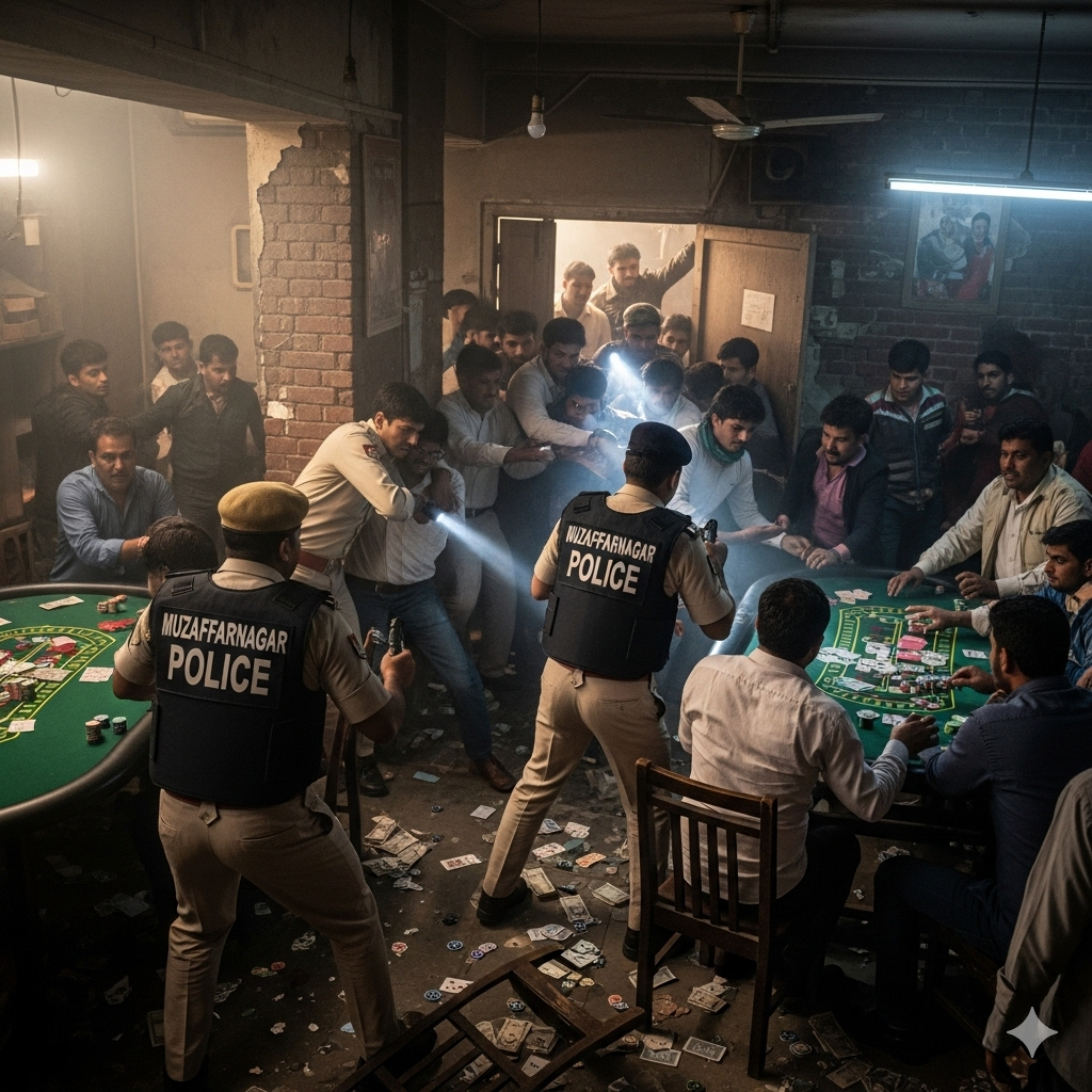 मुजफ्फरनगर में जुए के अड्डों पर पुलिस ने की छापेमारी, सात गिरफ्तार, एक फरार