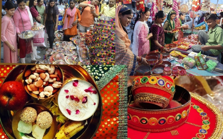 गौतम बुद्ध नगर में करवा चौथ की तैयारियों से बाजारों में आई रौनक, महिलाओं में दिखा उत्साह