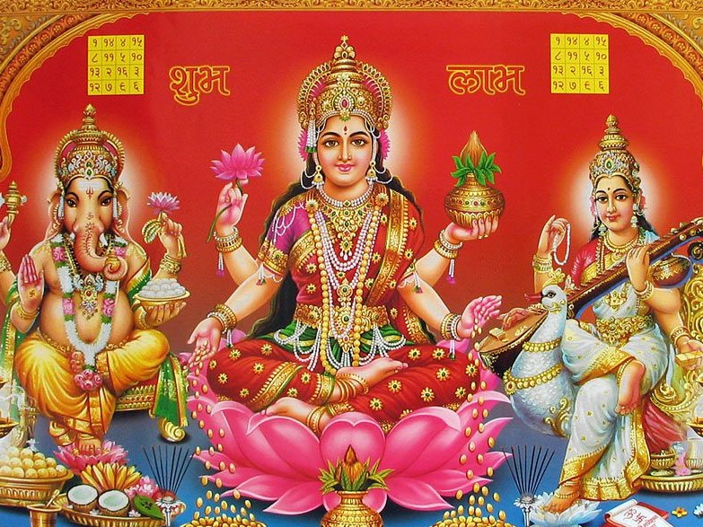 लक्ष्मी संग गणेश-सरस्वती पूजन का अर्थ