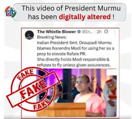 राष्ट्रपति द्रौपदी मुर्मू का एआई वीडियो फर्जी, पाकिस्तानी प्रोपेगेंडा का पर्दाफाश, पीआईबी फैक्ट चेक