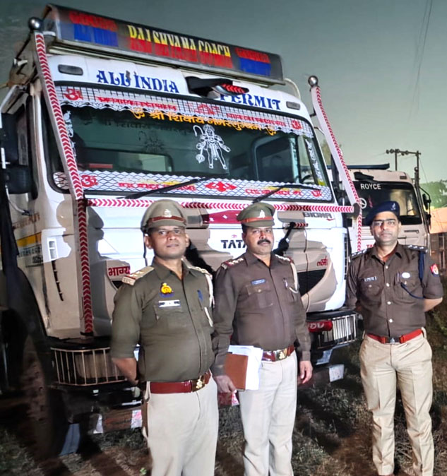 सहारनपुर: बेहट पुलिस की बड़ी कार्रवाई, अवैध खनन से भरे 11 ट्रक जब्त