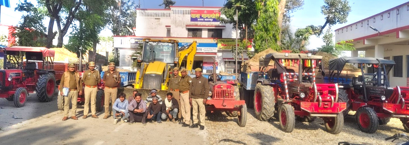 सहारनपुर में अवैध मिट्टी खनन: 6 आरोपी गिरफ्तार, 5 ट्रैक्टर-ट्रालियाँ व 1 जेसीबी जब्त