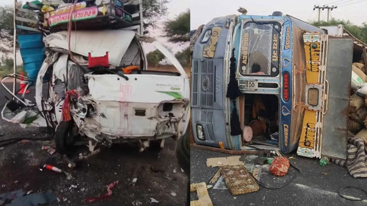 जोधपुर-जैसलमेर हाईवे पर मौत का तांडव: ट्रक-टेंपो भिड़ंत में 6 श्रद्धालुओं की दर्दनाक मौत, चीखों से गूंजा हाईवे