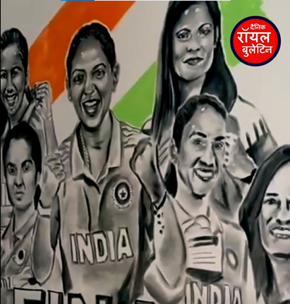 अमरोहा के चित्रकार जुहैब खान की अनोखी कला – भारत की जीत और महिला शक्ति को समर्पित कोयले से बना चित्र