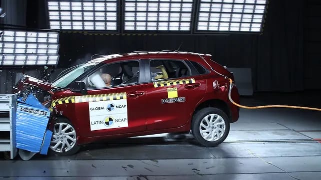लैटिन एनकैप 2025 क्रैश टेस्ट में सुजुकी बलेनो को बड़ा झटका, भारत में बनी कार को सिर्फ 1-स्टार सेफ्टी रेटिंग, 6 एयरबैग्स पर भी उठे सवाल