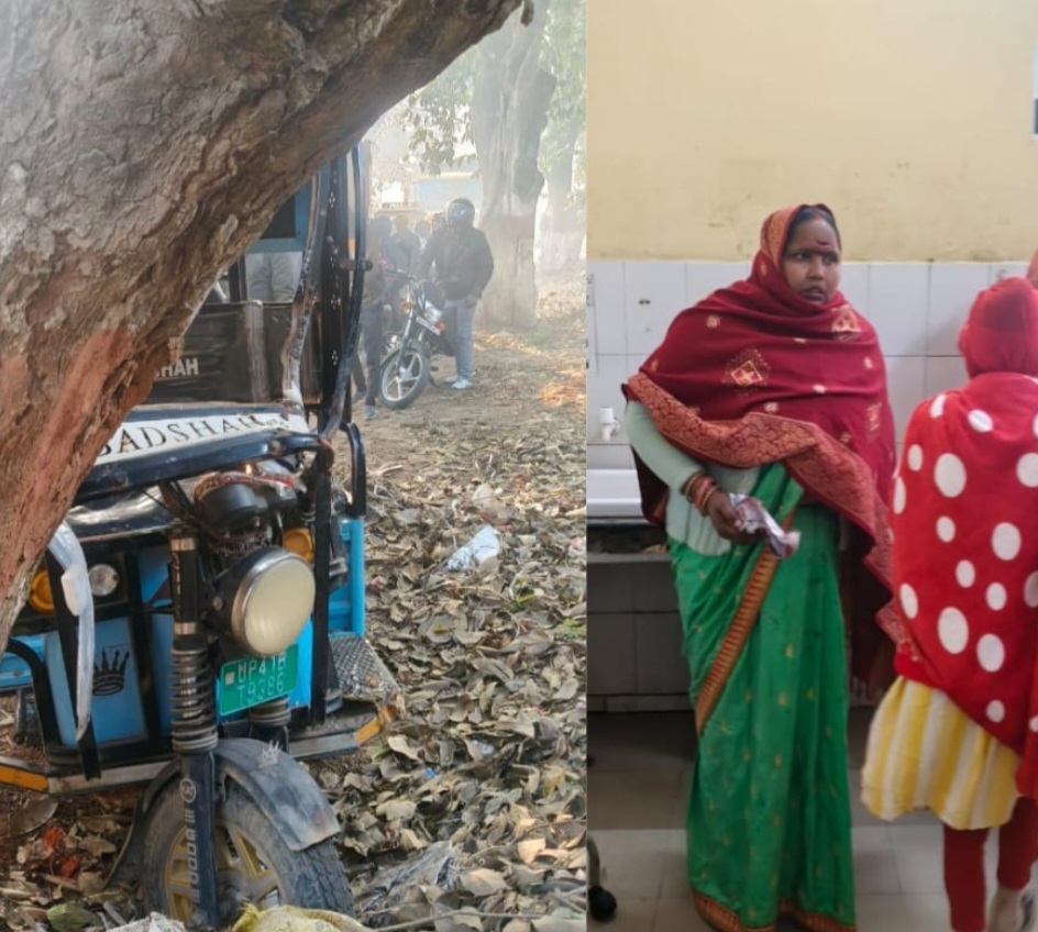बाराबंकी हैदरगढ़ मार्ग पर तेज़ रफ़्तार ई-रिक्शा पेड़ से टकराया, चालक समेत एक ही परिवार के आठ लाेग घायल