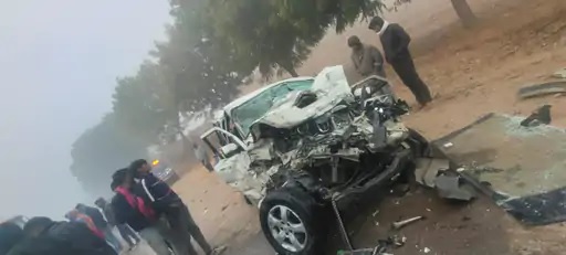 नागौर में घने कोहरे के कारण भीषण सड़क हादसा: स्कॉर्पियो- बस की भिड़ंत, तीन की मौत